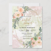 Geometrischer Rahmen für Peach und Green Gold Einladung (Vorderseite)