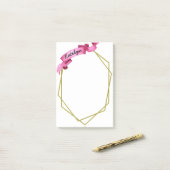 Geometrischer Rahmen für rosa Streifen Post-it Klebezettel (Auf Schreibtisch)