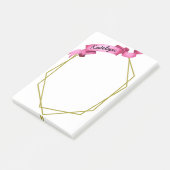 Geometrischer Rahmen für rosa Streifen Post-it Klebezettel (angewinkelt)