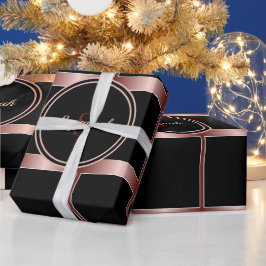 Geometrischer Rahmen für schwarze Quadrate und Ros Geschenkpapier