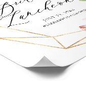 Geometrischer Rahmen Pink Floral Bridal Luncheon Poster (Ecke)