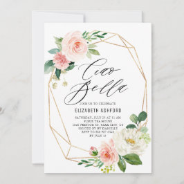 Geometrischer Rahmen Rosa Florals Ciao Bella Einladung
