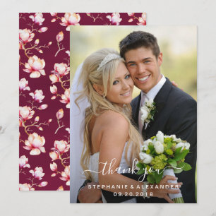 Geometrischer Rahmen Rosa Magnolia Dankeskarte