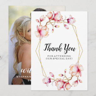 Geometrischer Rahmen Rosa Magnolia Dankeskarte