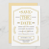 geometrischer Rahmen Save the Date Art-Deko Einladung (Vorne/Hinten)