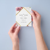 Geometrischer Rahmen Save the Date rosa Floral Flyer (Gruppe)