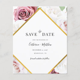 Geometrischer Rahmen Save the Date rosa Floral Flyer