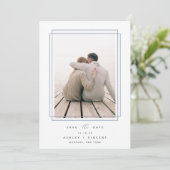 Geometrischer Rahmen | Vertikales Foto Save The Date (Stehend Vorderseite)