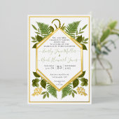 Geometrischer Rahmen zum Glück bei Liebe- und Gold Folieneinladung (Stehend vorne)