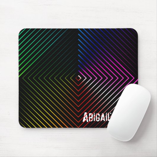 Geometrischer Regenbogen mit Name Mousepad (Mit Mouse)