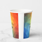 Geometrischer Regenbogen-Monogramm-Name Pappbecher (Rechts)