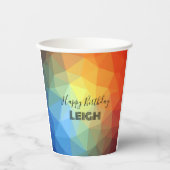 Geometrischer Regenbogen-Monogramm-Name Pappbecher (Vorderseite)