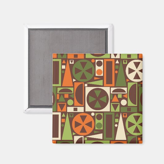 Geometrischer Retro-50er Mitte des Jahrhunderts Mo Magnet (Vorderseite/Rückseite)