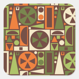 Geometrischer Retro-50er Mitte des Jahrhunderts Mo Quadratischer Aufkleber