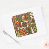 Geometrischer Retro-50er Mitte des Jahrhunderts Mo Quadratischer Aufkleber (Umschlag)