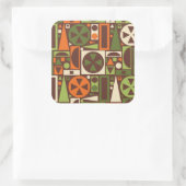 Geometrischer Retro-50er Mitte des Jahrhunderts Mo Quadratischer Aufkleber (Tasche)