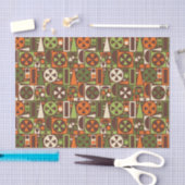 Geometrischer Retro-50er Mitte des Jahrhunderts Mo Seidenpapier (Handwerk)