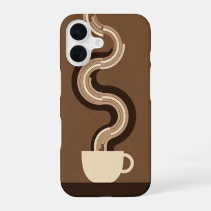 Geometrischer Retro-Kaffeedampf iPhone 16 Hülle