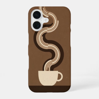 Geometrischer Retro-Kaffeedampf iPhone 16 Hülle
