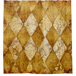 geometrischer Retrohintergrund in goldenen Farben Duschvorhang