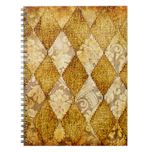 geometrischer Retrohintergrund in goldenen Farben Notizblock