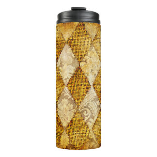 geometrischer Retrohintergrund in goldenen Farben Thermosbecher