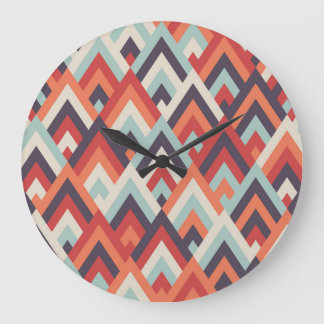 Geometrischer Rhombus: Vintages Farbmuster. Große Wanduhr