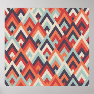 Geometrischer Rhombus: Vintages Farbmuster. Poster