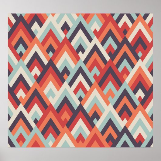 Geometrischer Rhombus: Vintages Farbmuster. Poster (Vorne)