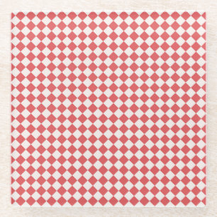Geometrischer Rhombus Weiße Rote Dreiecke Glasuntersetzer
