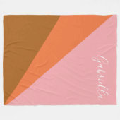 Geometrischer rosa und orangefarbener Block, Perso Fleecedecke (Vorderseite (Horizontal))