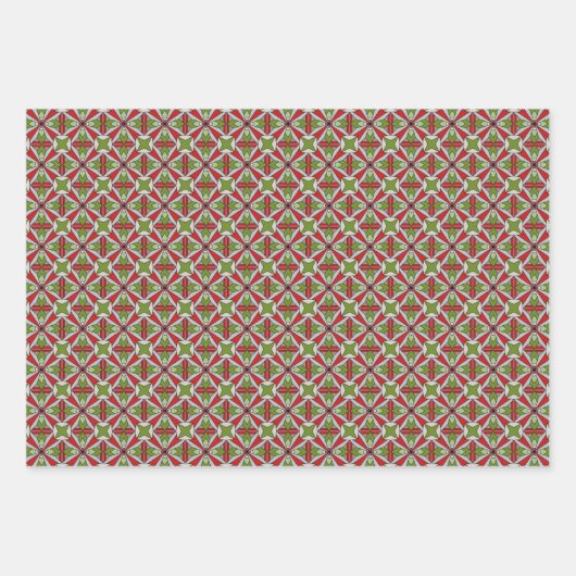 Geometrischer Rot- und Grünurlaub Geschenkpapier Set (Vorderseite 2)