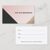 Geometrischer Salon für Gold, Schwarz und Rosa Terminkarte (Vorne/Hinten)