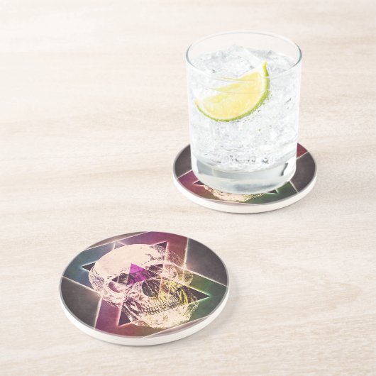 Geometrischer Schädel Getränkeuntersetzer (Seite)