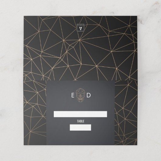 Geometrischer Schädel Platzkarte (Außenseite Aufgefaltet)
