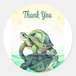 Geometrischer Schildkröten-“Danke”-Sticker – Moder Runder Aufkleber