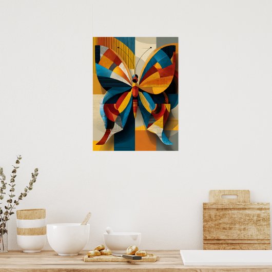 Geometrischer Schmetterling Wandkunst Poster (Küche)