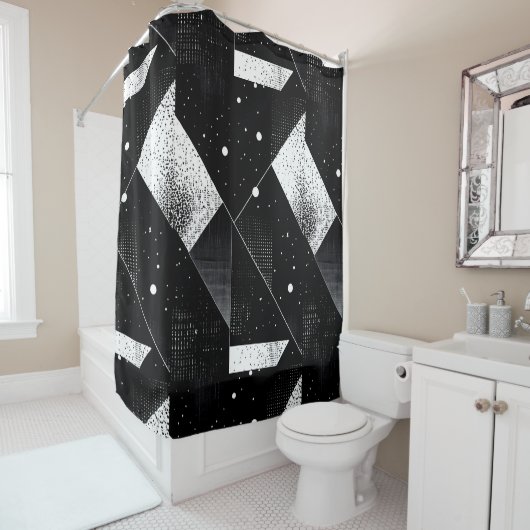 Geometrischer Schwarz-Weiß-Duschvorhang Art 1 Duschvorhang (Beispiel)