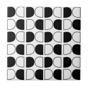 Geometrischer Schwarz-Weiß-Halbkreis Fliese