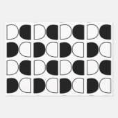 Geometrischer Schwarz-Weiß-Halbkreis Geschenkpapier Set (Vorderseite)