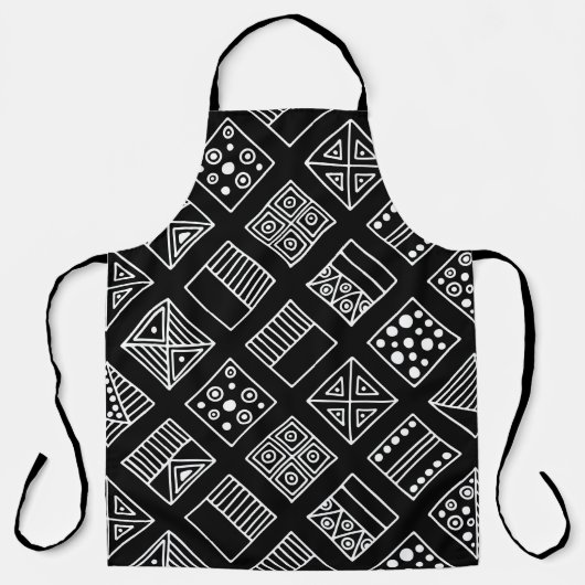 geometrischer Schwarz-Weiß-Hintergrund mit Hand d Schürze (Vorderseite)
