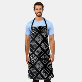 geometrischer Schwarz-Weiß-Hintergrund mit Hand d Schürze (Getragen)