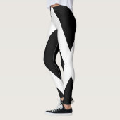 Geometrischer Schwarz-weiß V-Farbblock mit Schrägs Leggings (Links)