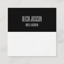Geometrischer Schwarz-weißer Farbblock Minimalisti Quadratische Visitenkarte