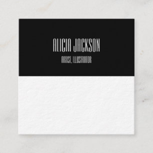 Geometrischer Schwarz-weißer Farbblock Minimalisti Quadratische Visitenkarte