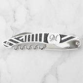 Geometrischer Schwarz-weißer Glitzer Kellnermesser (Rückseite)