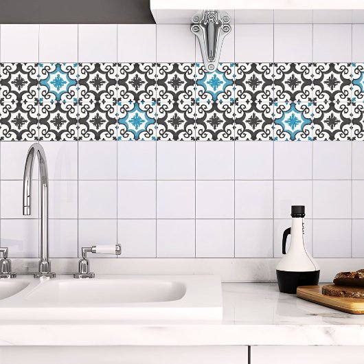 Geometrischer, Schwarz-weißer marokkanischer Stil Fliese