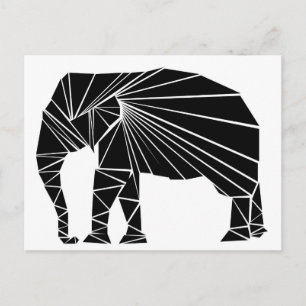 Geometrischer schwarzer Elefant Postkarte