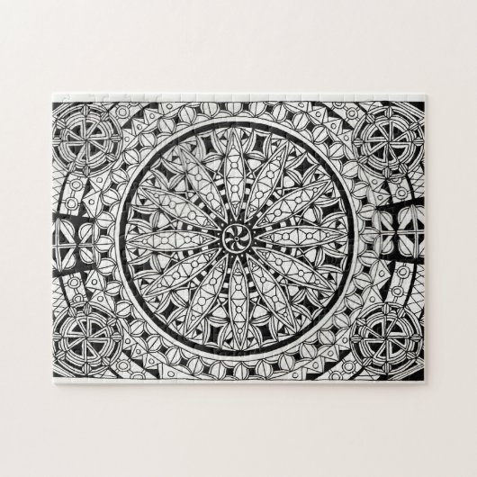 Geometrischer Schwarzweiss-Entwurf Puzzle (Horizontal)