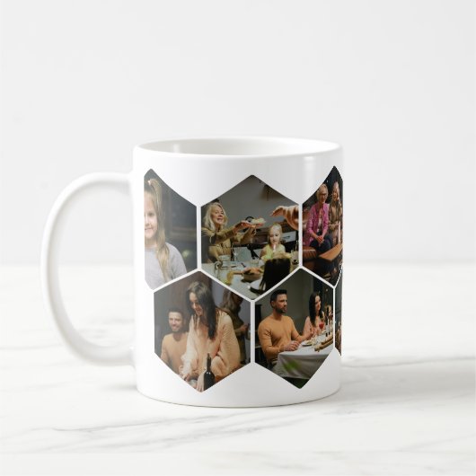 Geometrischer Sechseck-Foto-Kollagen-Kaffeebecher Kaffeetasse (Links)
